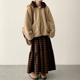 ロニーチェッカーフリルロングスカート