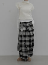 Check Strap Wrap Long Skirt