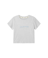 刺繍クロップ半袖Tシャツ (ライトグレーメランジ)