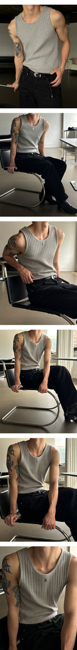 [S/S] High ribbed logo sleeveless(6color)