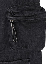BBD スプレーロゴマルチポケットデニムカーゴパンツ (Black)
