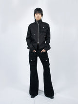 Curved Cargo Flare Pants (Black)