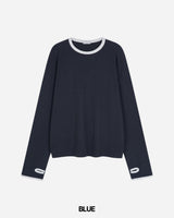 グリッドクロップワッフルリンガーTシャツ