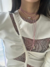 [Hand made/925silver] Long string bean ネックレス (2color)