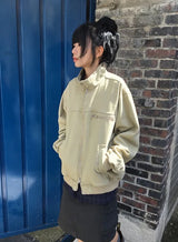 [unisex] レアレ ツーボタン ウォッシング ハイネック ジップアップ ジャケット