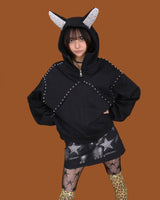 devil stud hood zip-up (2color)