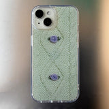 RIBBON ROSE KNIT HARD JELL CASE _ MINT