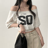 Bner No. Shoulder Unbalanced Short Sleeve T-shirt