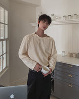 Rubber Velour Double Henley Neck Knit