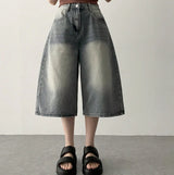 Kneb   Washing denim Bermuda shorts [Basic & Long]