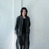 Texture Curved Harrington Jacket
