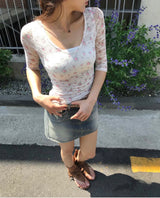 ginger deep washing low denim sk