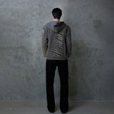 SLASHED CHECK HOODIE: BROWN