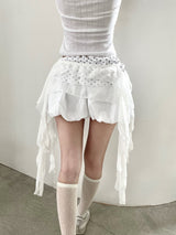 1461. Frill ruffle long chiffon layered cover sk (2color)