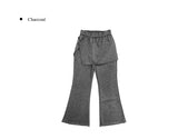 Wooeun Layered Bootcut Button Wrap Skirt Pants