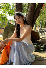 sky frill cancan long skirt