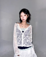 (2color) Daisy Sheer Net Cardigan