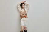 Halter-Tie Suede Apron_Camel