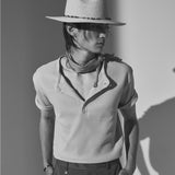 western yoke waffle henley neck half sleeve slate