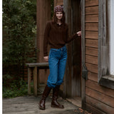 Openwork Collar Wool Knit_Brown