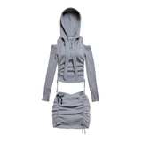 SHIRRING STRING SKIRT GRAY