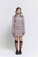 Stitch cropped jacket (Pink)
