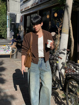 ヘンリーコーデュロイクロップカーディガン