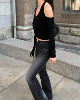 [MADE] Halter tie T - black