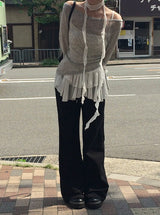 [Scarf SET]ノリック レイヤード ラッフル フリル レース スリーブレス