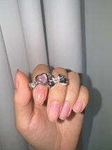 Pink heart angel ring