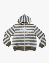 Web Baby Striped Hoodie Zip-Up - Grey/Khaki