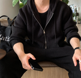 [Set-up]Risquare Two-Way Oversized Fit Hooded Zip-Up Knitwear 