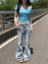 Naon Lace Washing Bootcut Denim Pants