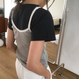 ベレンスリムフィットリベッドレースキャミソールタンクトップ (3 Colors) – スプリング/レースタンク
