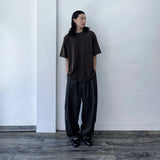Curved Striped Balloon Trousers(Elastic Waist)