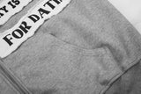 Text Patch Oversized Hoodie Zip-Up