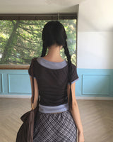 アンデカラーリングレイヤードショートスリーブTシャツ