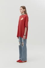 メルティングチェリーピグメントウォッシングTシャツ [RED]