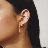 gold large claw sphere bead hoop 14k gold plating + 925 silver earrings E065-05G