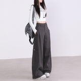 Retro High Waist Wide-Leg Pants – Old Money Style Relaxed Trousers