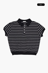 Momo stripe collar crop tee