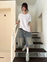 Fake Layered Arm Snap Oversized T-Shirt 6color