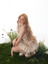 Rose Island flowers on the day the autumn fog arrives, an irregular, broken-sense fitted dress, with adjustable fit
