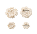 handmade knit flower brooch set - ivory  