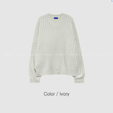  Isabelle Vienna V-Neck Loose Fit Ribbed Long Sleeve Knit
