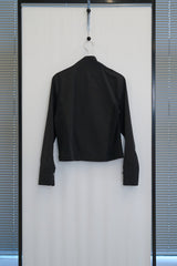 Diagonal-Zipper Mock-Neck Jacket (Black)