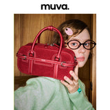 muva. Cowhide‑Velvet Boston Bag, Shoulder & Cross‑body Women’s Purse, 2025 New for Autumn‑Winter Daily Commute, New Arrival Nov 7