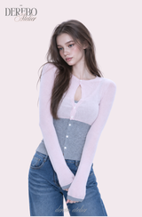 Rosy Moore Pink Gray Layered Tee