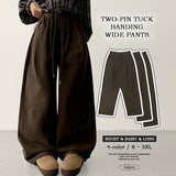 [short, basic, long choice*] League banding pintuck cotton wide pants (4 colors)