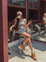 vintage multi-pocket short pants